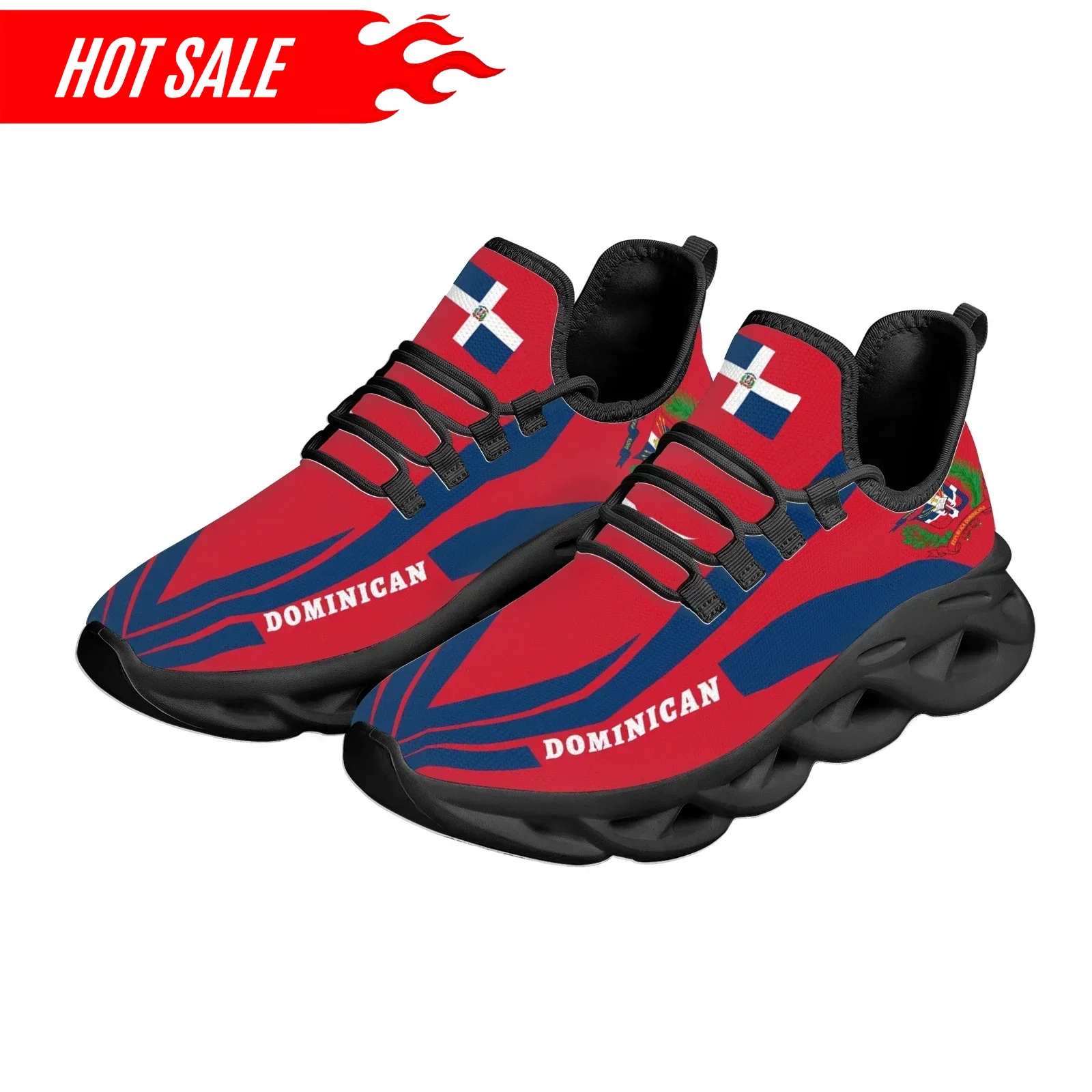 Knit Fabric Lace Up Sneakers - Sepatu Platform Ringan Bernapas Desain Lambang