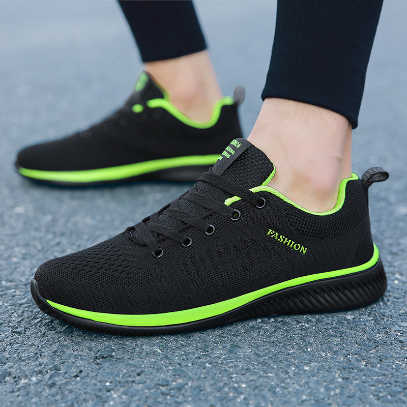 Knit Fabric Lace Up Sneakers - MAEDEF sepatu atletik untuk pria sepatu