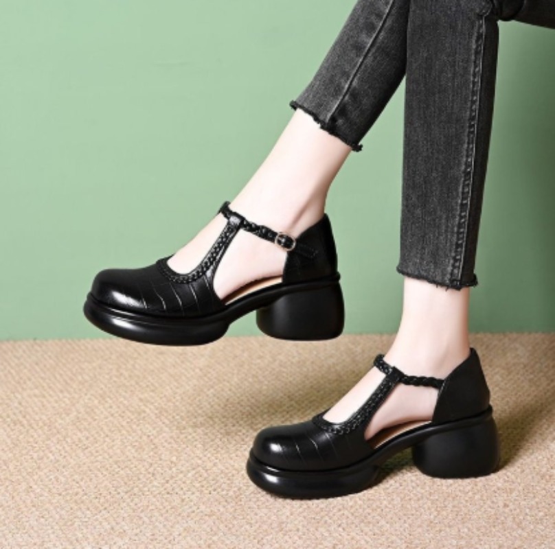 Sandals - Sandal Mary Jane Wanita Warna Hitam
