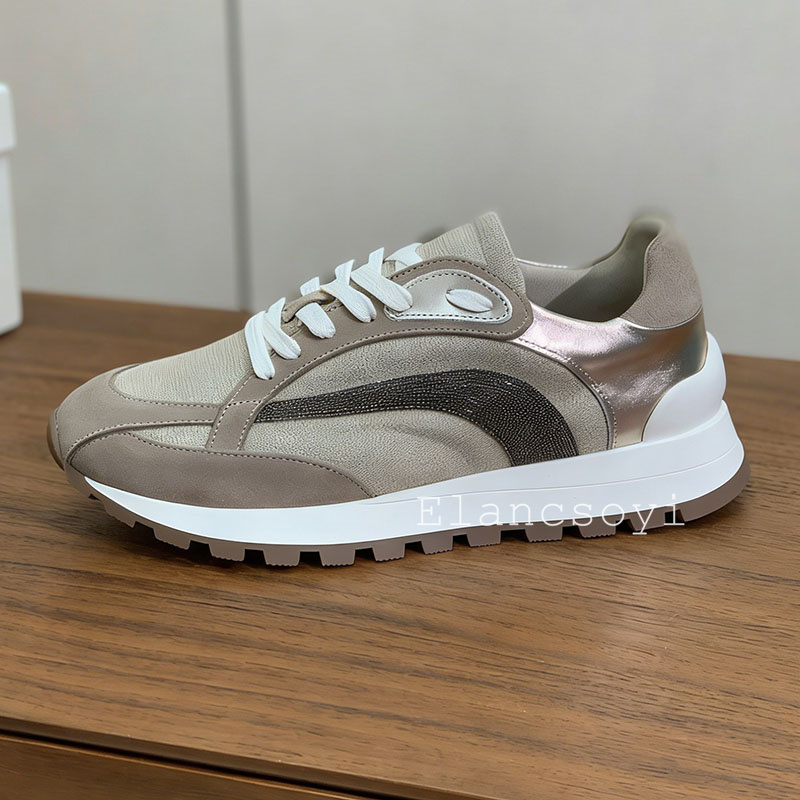 Sepatu kets wanita dengan hias - Knit Fabric Lace Up Sneakers ulasan dan harga