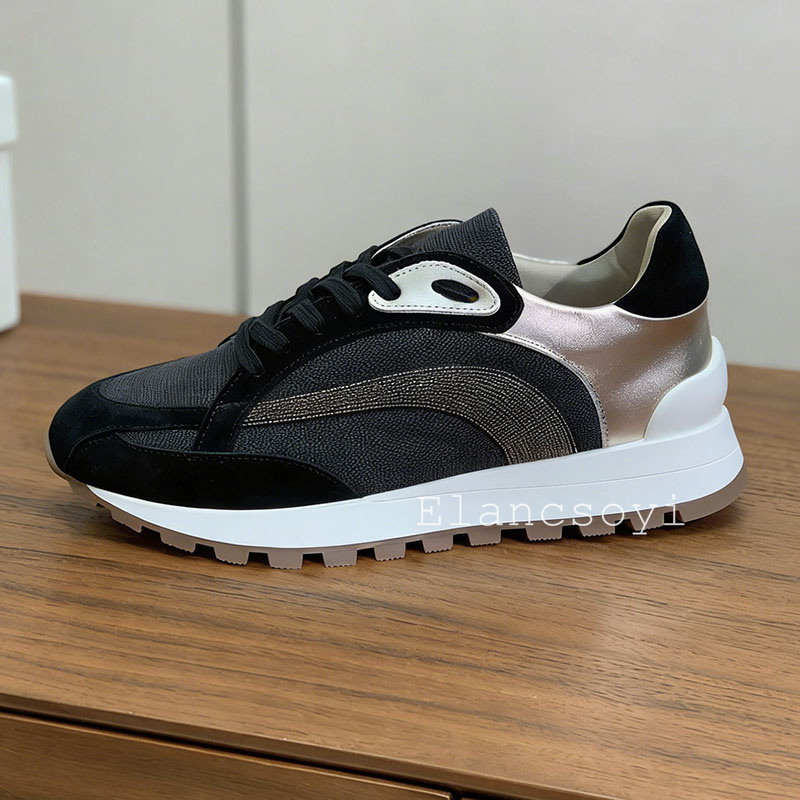 Sepatu kets wanita dengan hias - Knit Fabric Lace Up Sneakers ulasan dan harga