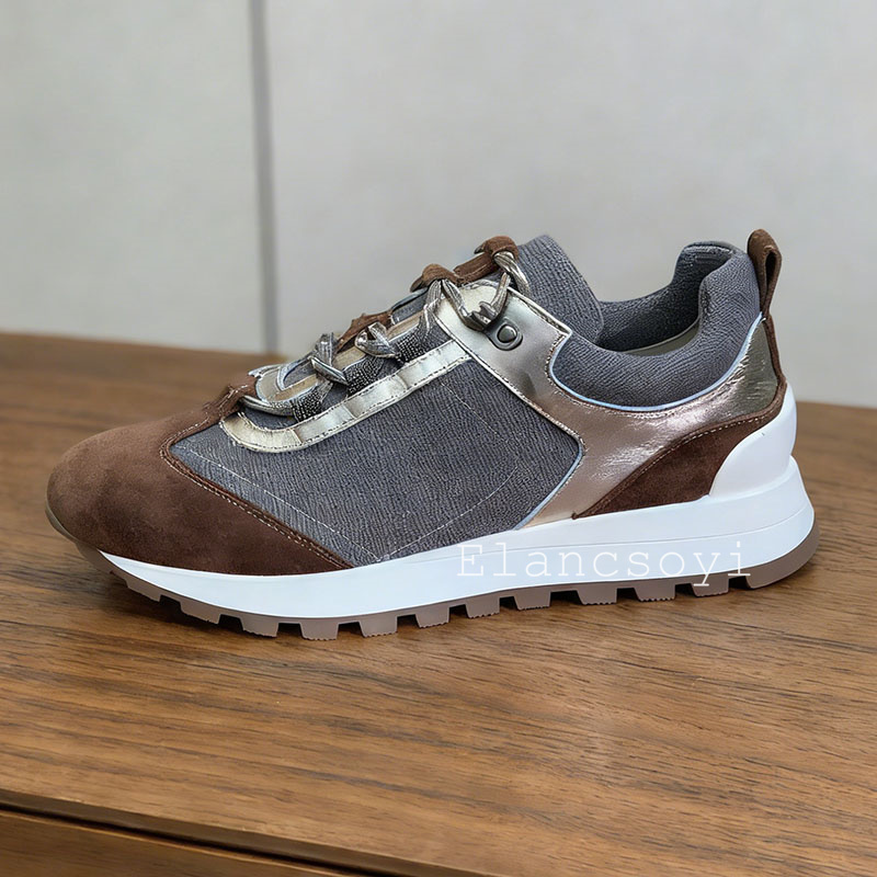 Sepatu kets wanita dengan hias - Knit Fabric Lace Up Sneakers ulasan dan harga