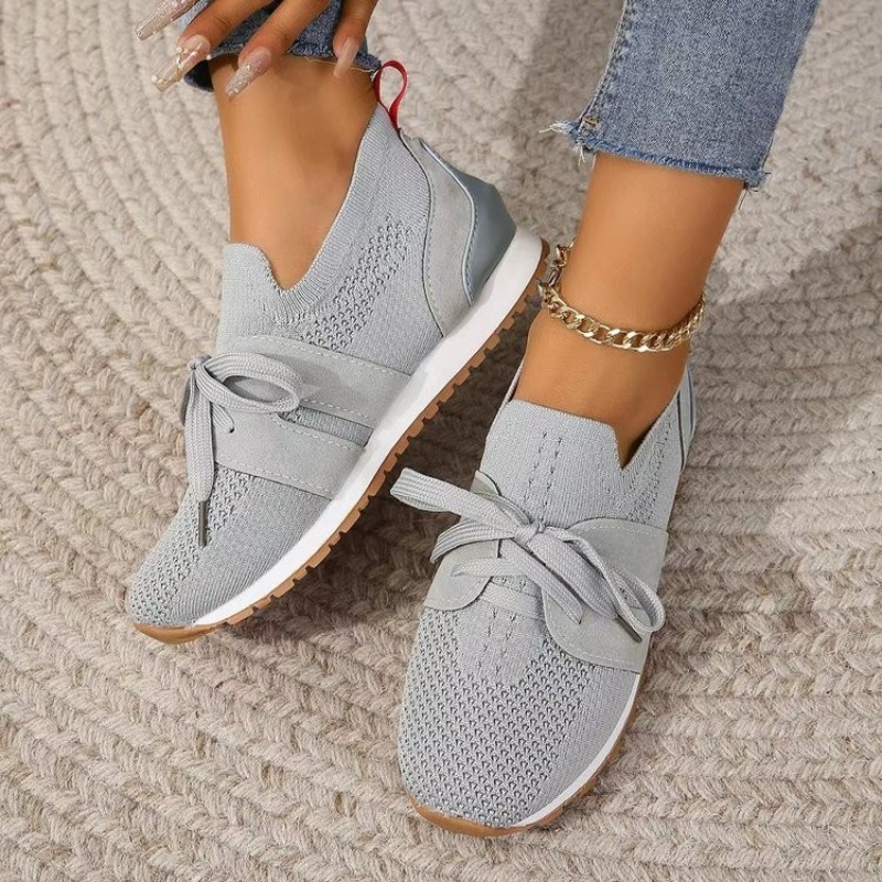 Sepatu Sneakers Rajut Hitam Ba - Knit Fabric Lace Up Sneakers ulasan dan harga